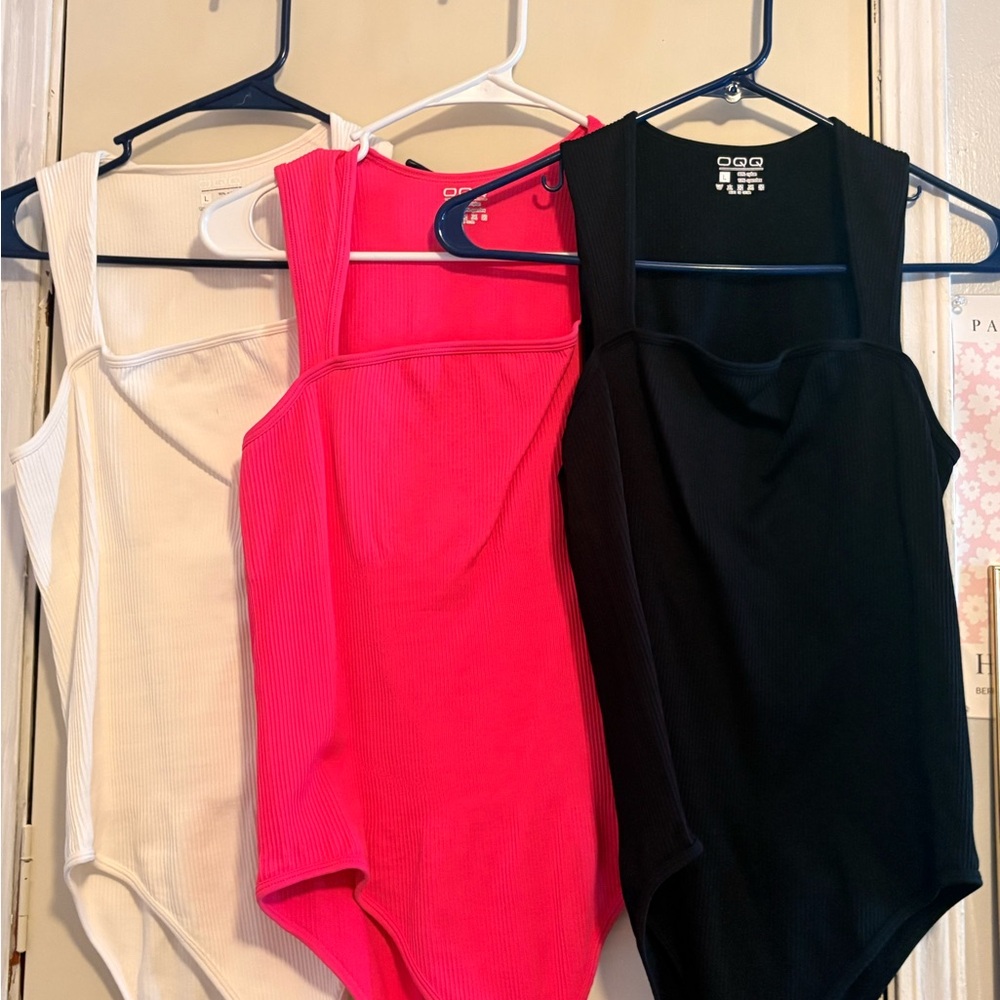 Stylish Black, Pink, and Cream Bodysuits